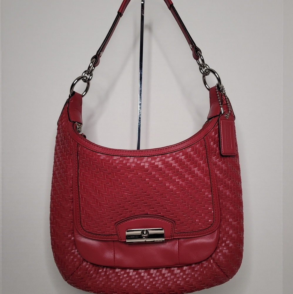 Coach Kristen Woven Leather Hobo/Crossbody Purse E1269-19314 - Picture 1 of 12